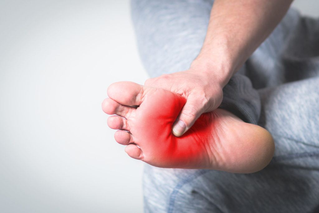 What is the symptom of foot pain?